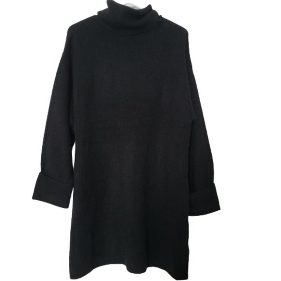 Topshop Black Sweater Turtleneck Midi Dress - Picture 5 of 5